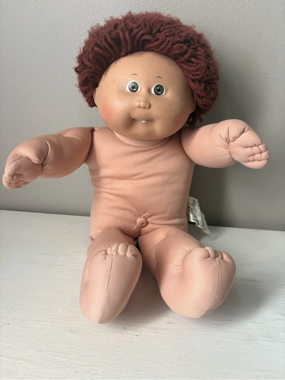 Classic Cloth-Body Baby Doll with Auburn Yarn Hair